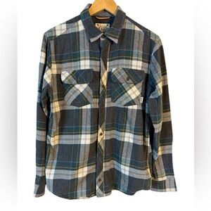 Dravus‎ Plaid Flannel Shirt Mens Medium Green Blue Cotton Button Front NWOT